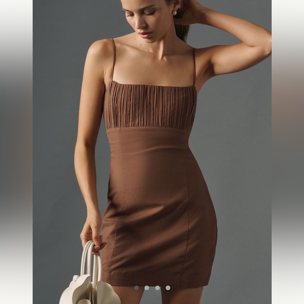 Anthropologie Brown Mini Dress with Spaghetti Straps